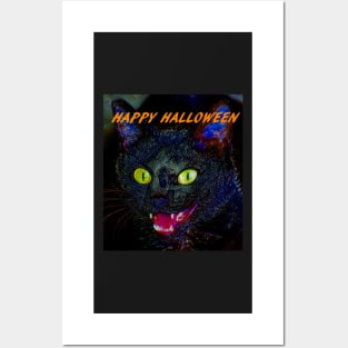 Custom Halloween card Black Cat Posters and Art